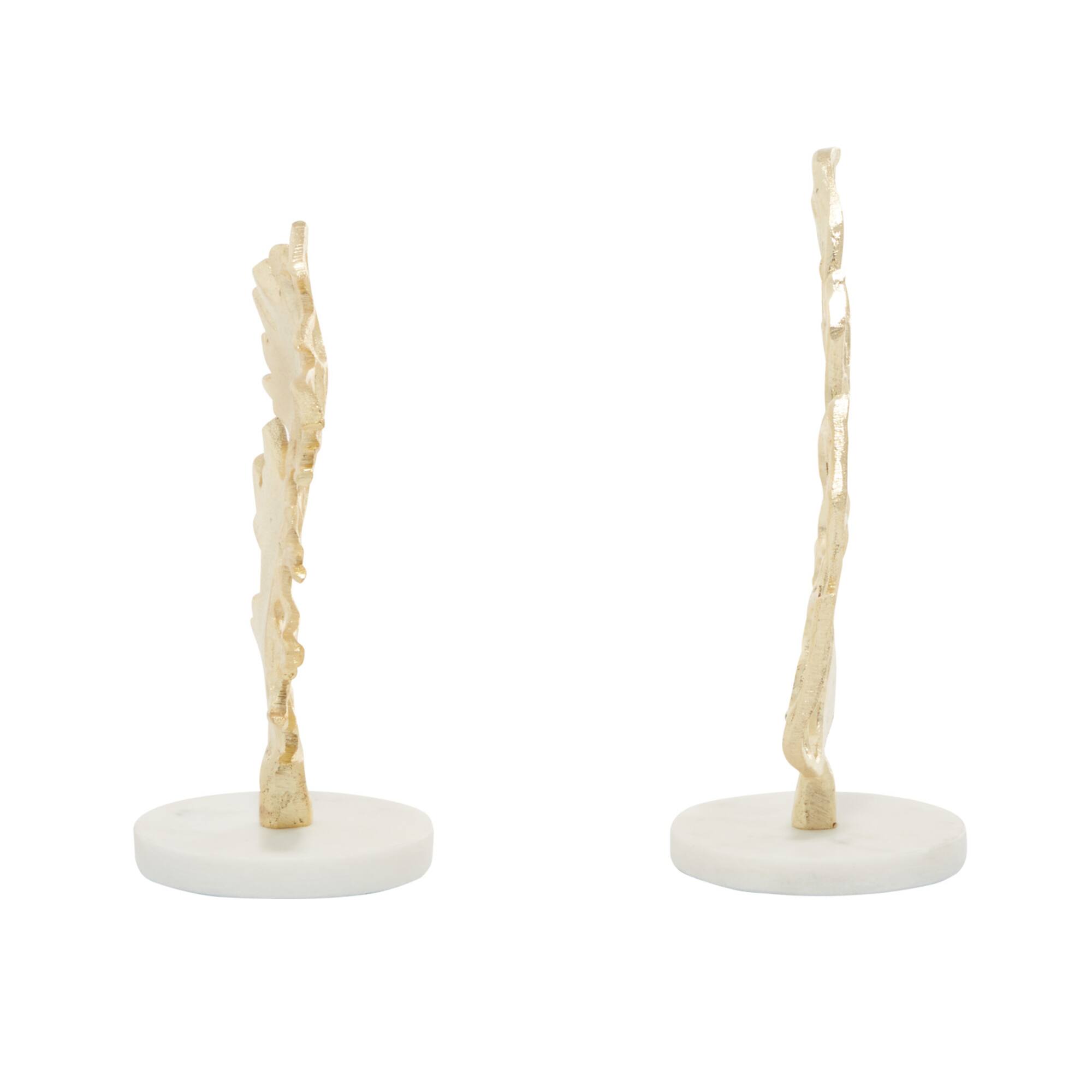 Gold Aluminum Glam Leaf Sculpture Set